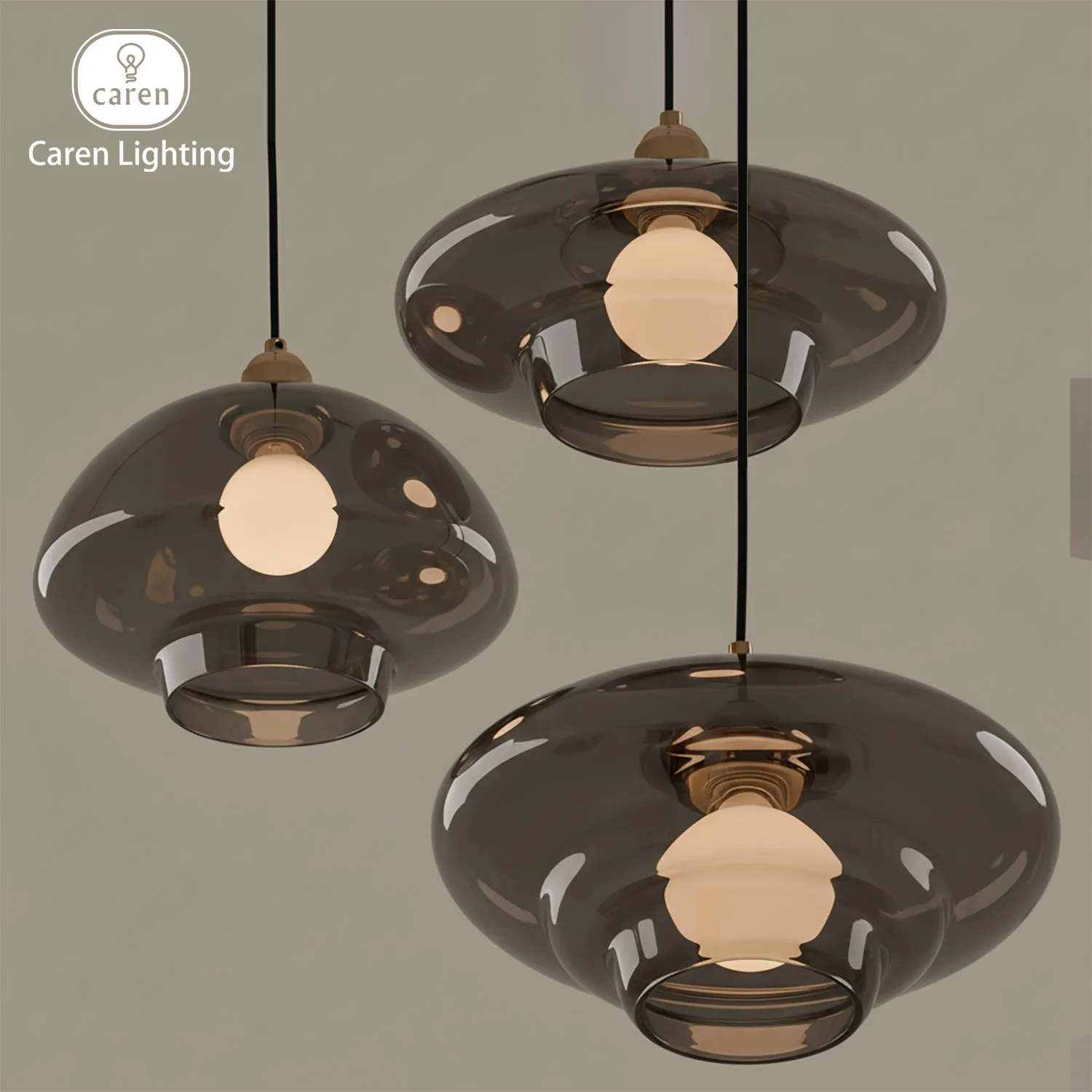 Caren Lighting Elysia Light Hand‑Blown Glass Pendant Iridescent Glow dinning light Scandinavian pendant kitchen island lighting