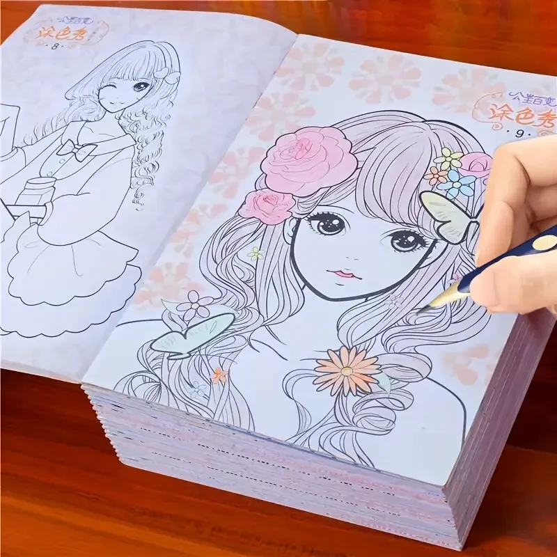 32-Page Cute Girls Coloring Book for Ages 3+ - Thick Paper, Creative Relaxation, Christmas & Birthday Gift, Chinese Version
