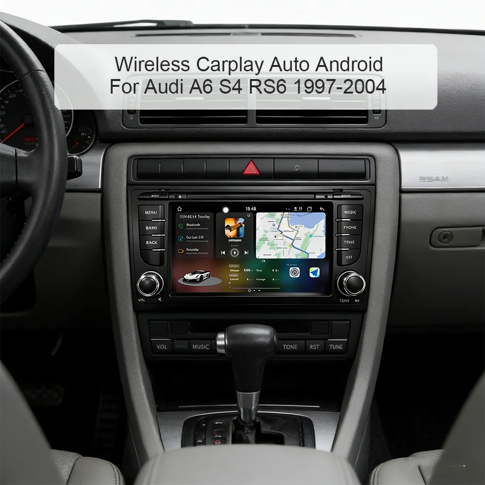 Radio para Auto para Audi A6 S4 RS6 1997-2004 8G+256G DSP Carplay Auto Android 12.0 IPS Reproductor de DVD para Auto GPS WIFI Bluetooth 5.0 RDS