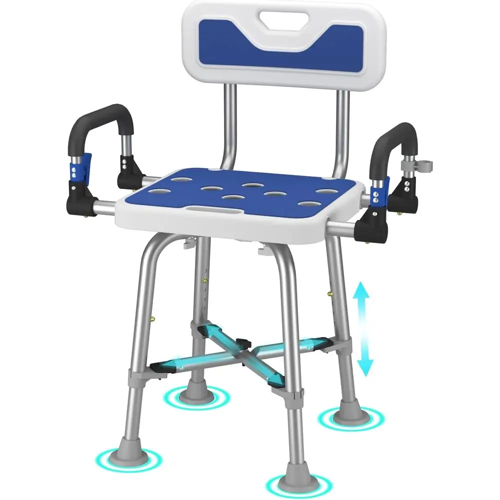 

Heavy-Duty Shower Bench for Elderly or Disabled Adults, 500 lbs Capacity, with Arms and Back Support