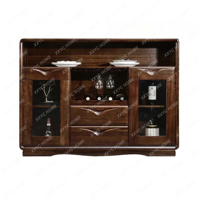 HMJNew Chinese black walnut solid wood dining side cabinet simple modern kitchen living room multi-functional   model