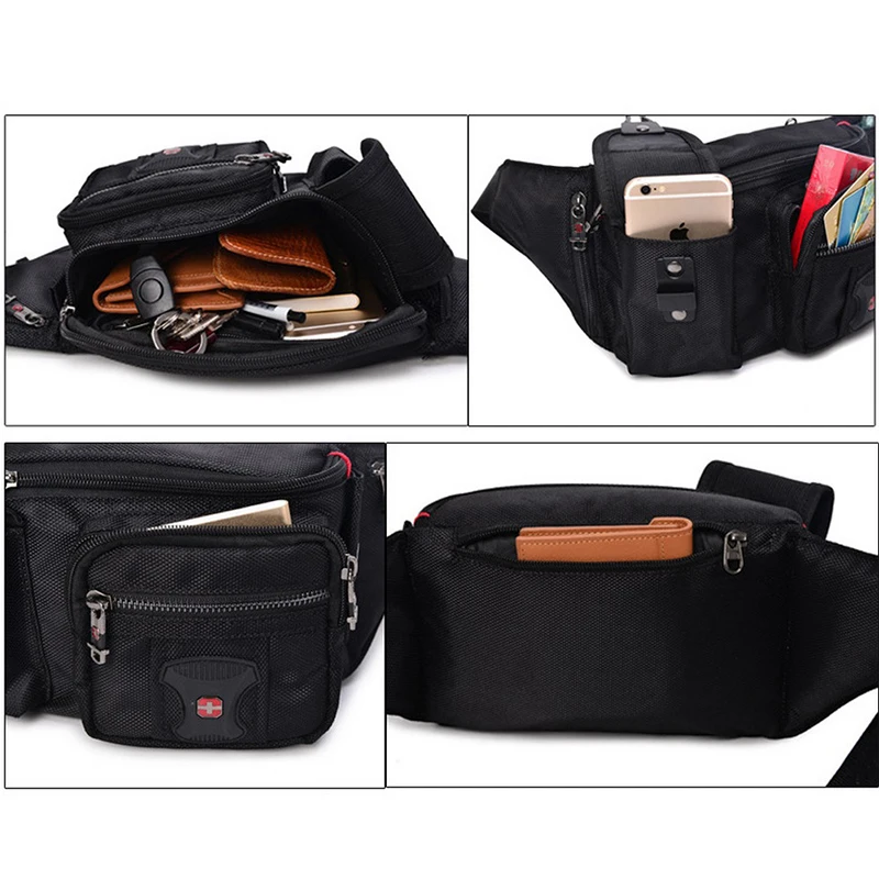 Multifunctional Waist Bag Belt Men Fanny Pack Casual Phone Pouch Women Black More Pockets Small Male Waist Pack Unisex