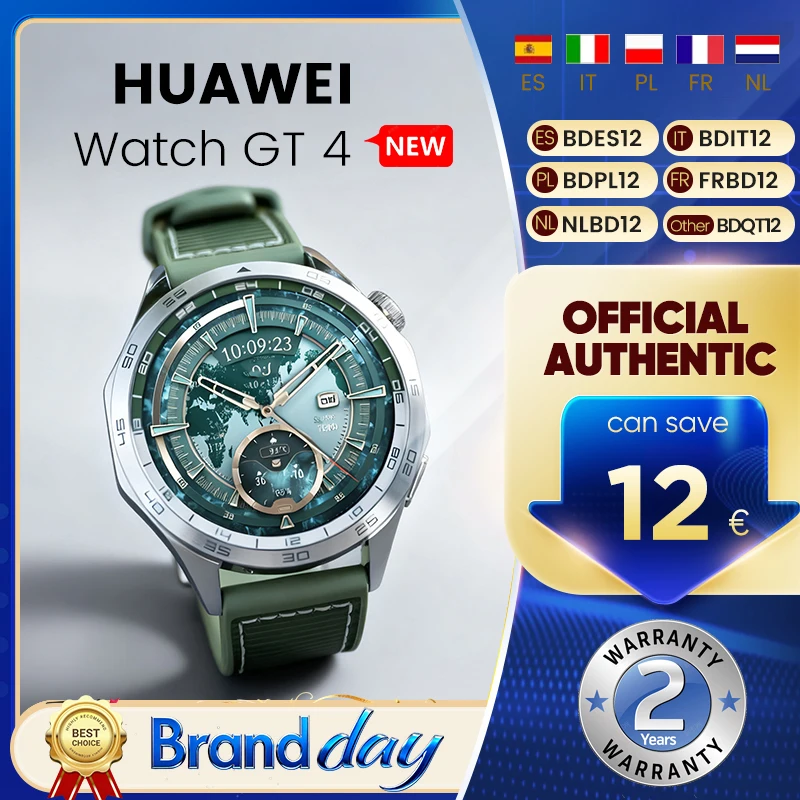 Huawei Watch GT 4 Smartwatch 46 mm iOS et Android, gestion des calories, suivi professionnel de la santé, SpO2, GPS