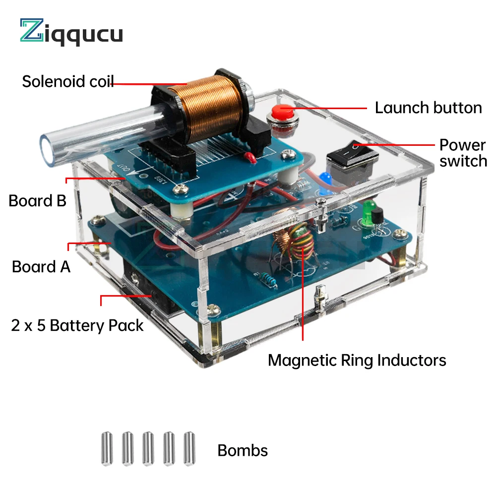 DIY Electronics Kit Electric Magnetic Transmitter Shooting Game Mini Voltage Converter Module Soldering Kits for Welding Learn