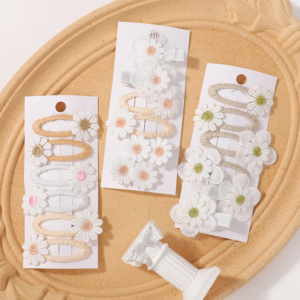 6 قطعة/المجموعة ديزي زهرة مقاطع الشعر دبابيس الشعر للأطفال اليدوية طفل الفتيات الأبيض الأميرة Hairgripes غطاء الرأس إكسسوارات الشعر هدية