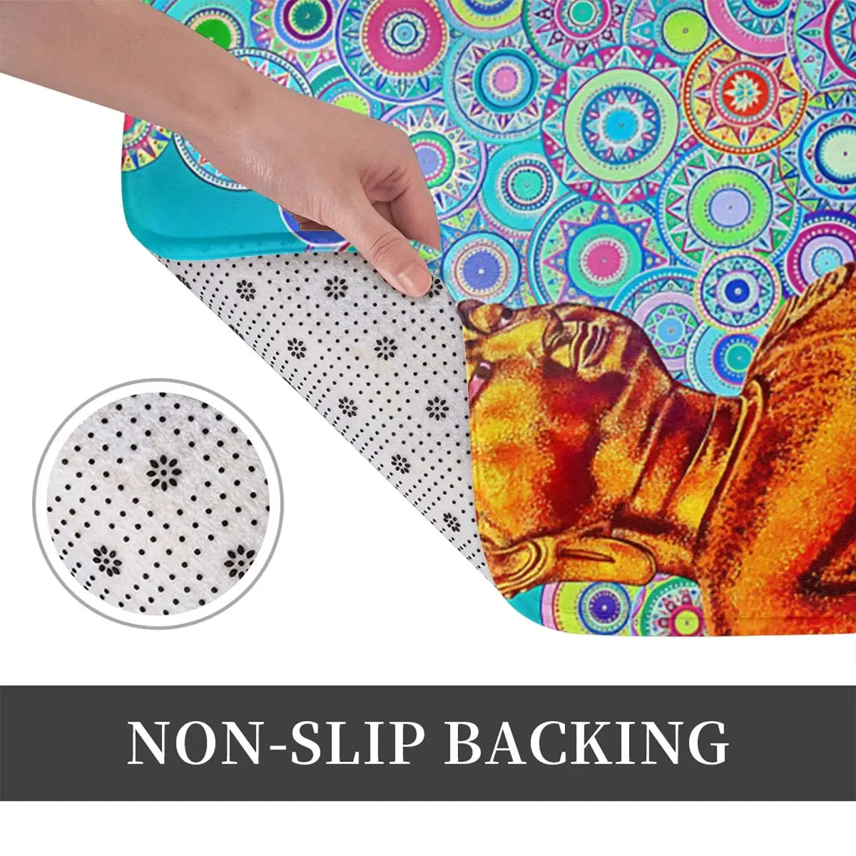 Buddha Mandala Decorated Non-slip Doormat Floor Mat Sand Scraping Carpet Rug for Kitchen Entrance Home Living room Footpad Mats
