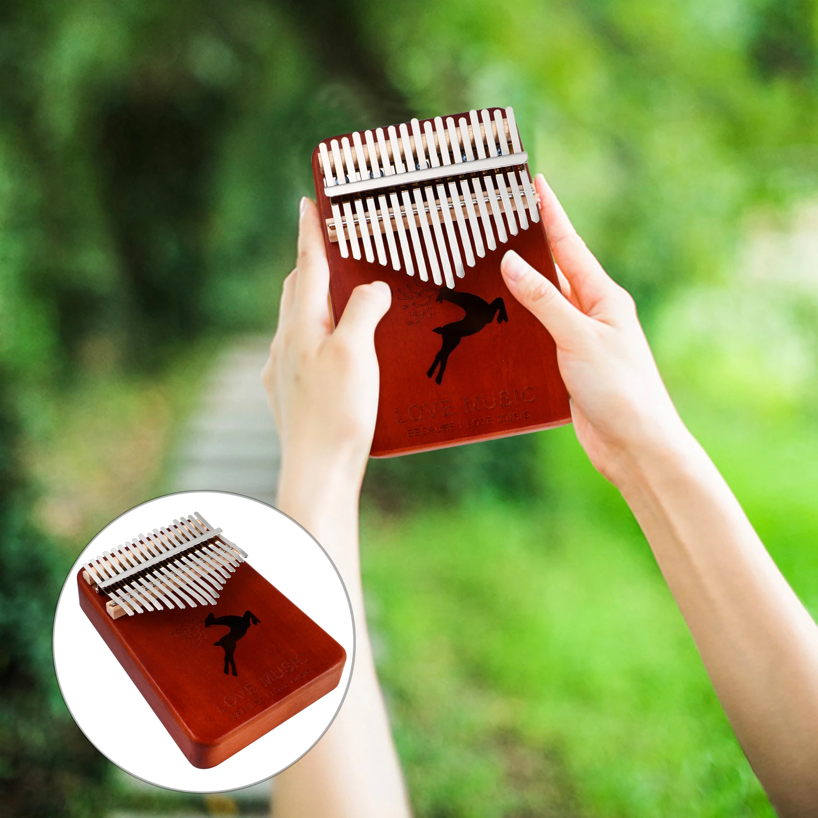 

17 Tone Thumb Piano Kalimba Wood Musical Instrument Educational Finger Portable Full Set Beginner Resonance Sound