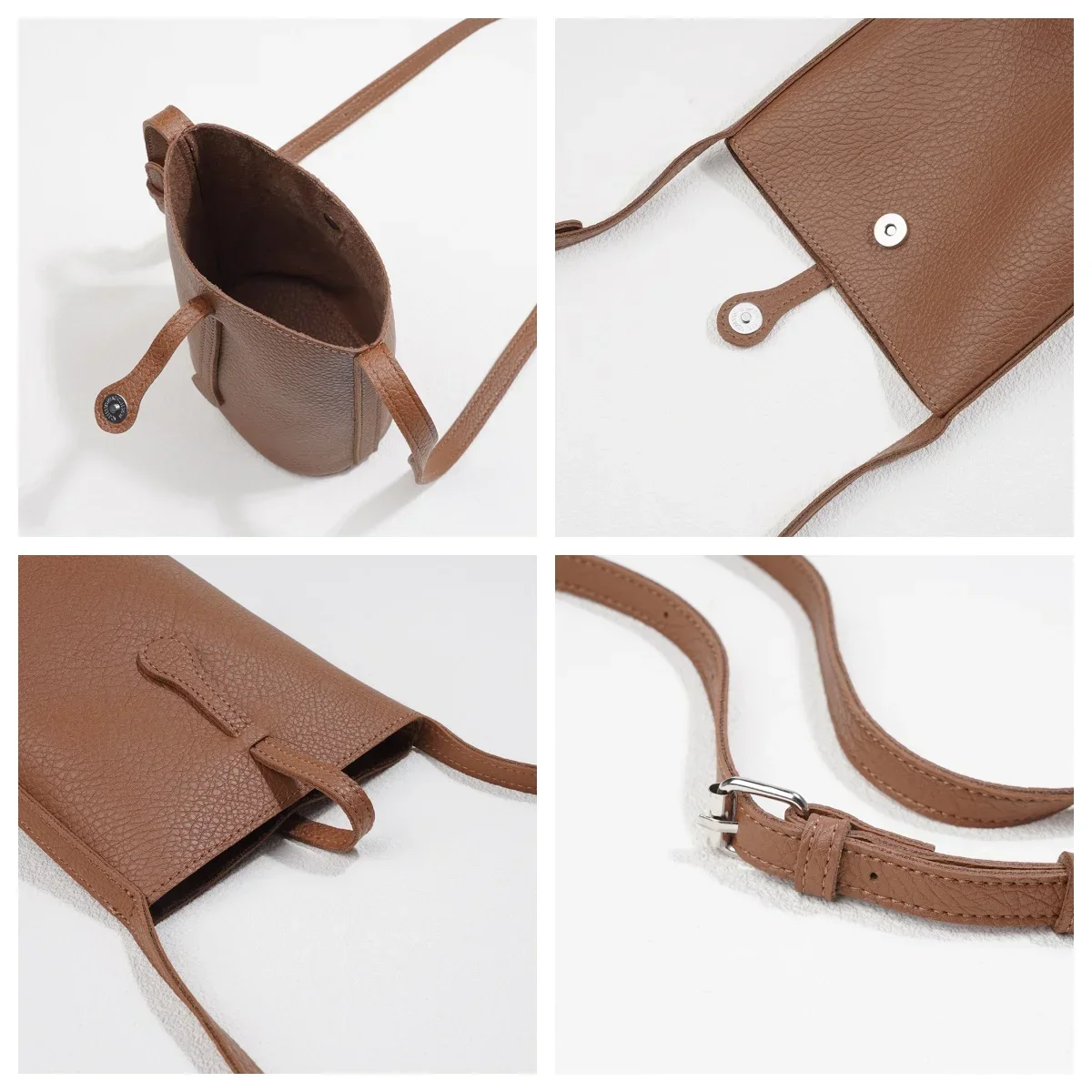 2025 new women's pu leather waterproof lightweight small mobile phone bag daily commuting versatile shoulder bag messenger bag