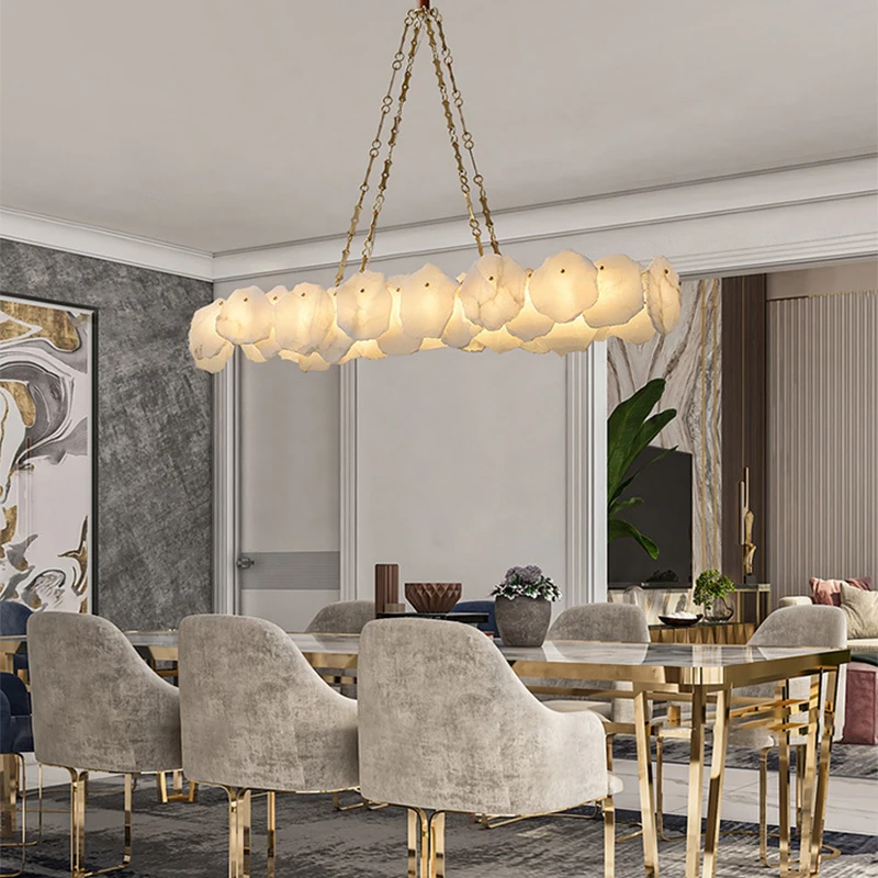 

Modern round Natural Marble Chanderlier Luxury LED Stone Chandelier For Living Room Kitchen Art Deco Dining Room Hanging Light
