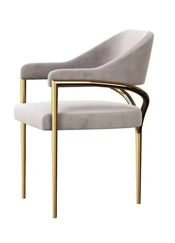 

-Легкий роскошный бархатный обеденный стул из нержавеющей стали для столовой, стул для отдыха с золотыми металлическими ножками, современное мягкое кресло в гостиной