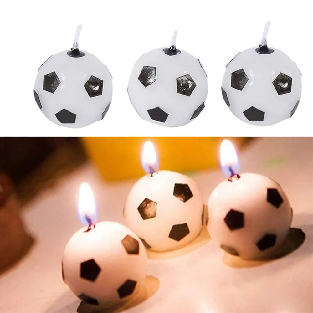 Velas de balón de fútbol de 6/12 piezas, suministros para fiestas de cumpleaños, decoración de tartas, celebración