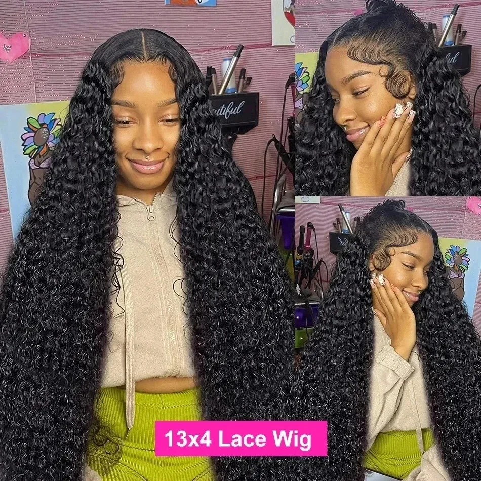 34inch Brazilian Water Wave Lace Front Wig 13x4 13x6 HD Lace Frontal Wigs 100% Human Hair Wigs Deep Curly Wave Lace Front Wig