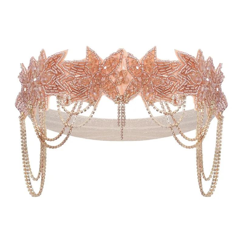 jaren 1920 Goth accessoires voor vrouwen Gatsby kostuum Roaring 20s kralen kwastjes voorhoofd hoofdbanden Vintage zwarte Flapper hoofddeksels