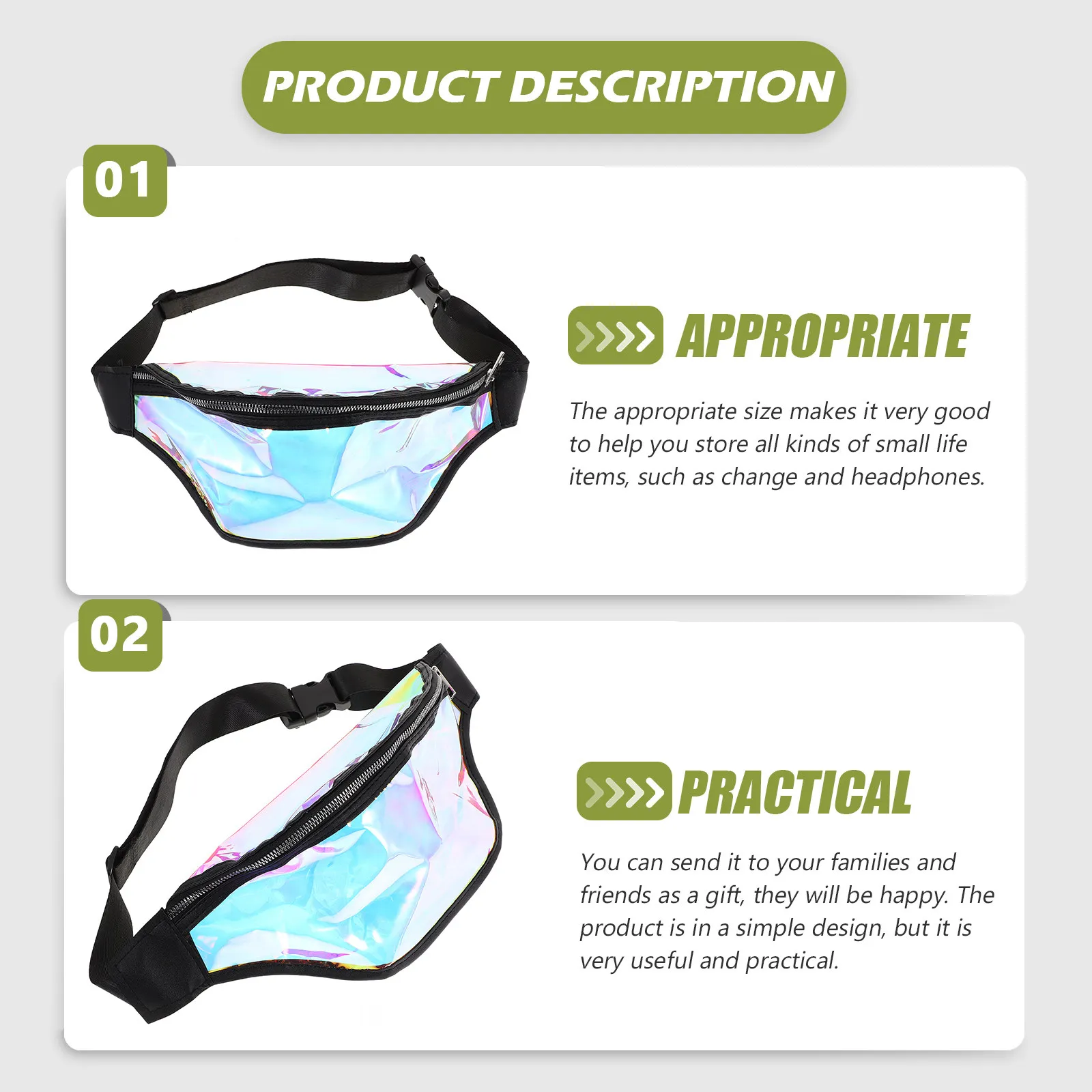 

Fashion Waterproof Waist Bag Women Adjustable Belt Fanny Pack Small PU Waist Pack for Travel Running Sports Phone Storage