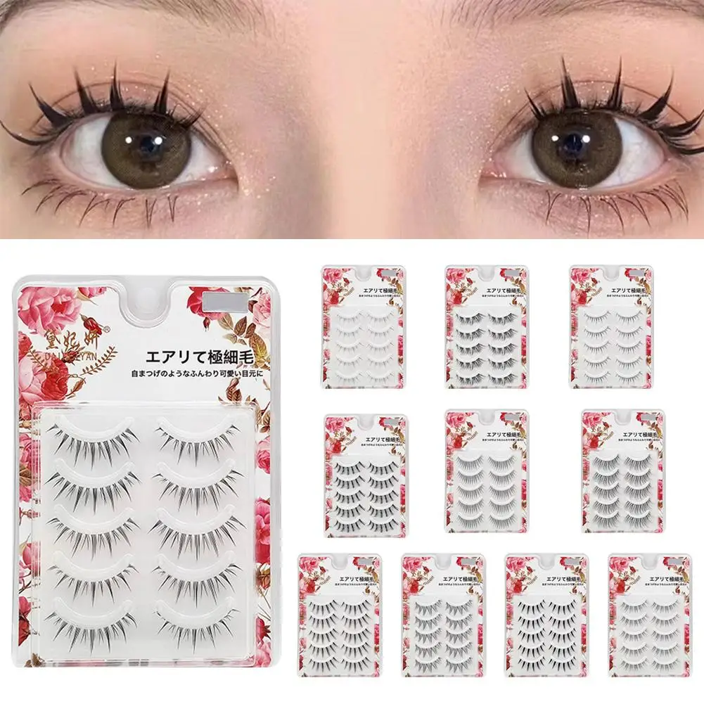 5d Mink Lashes 3D Mink Eyelashes Invisible Band Natural Eyelash Cross Strip Black False Eyelashes Full Long Mink False Blac M0R6