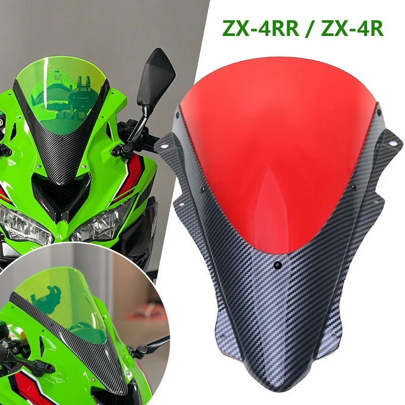 100% Carbon Fiber Motorcycle Racing Sports Front Screen Windshield Fairing Windscreen Baffle Fit For ZX-4R ZX-4RR ZX4R ZX4RR