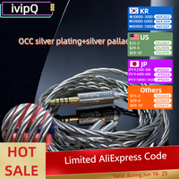 ivipQ-527 4-Core Silver Plated Palladium In Ear Earphone Upgrade Cable With 4.4mm 3.5mm MMCX 2PIN for TANZU SE535 UE900S Moondop