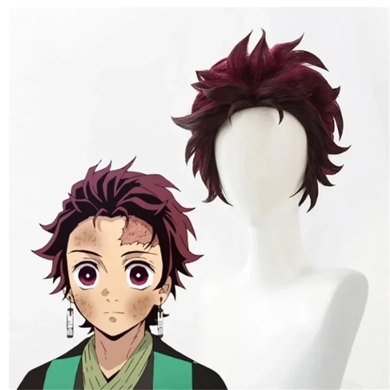 Tanjirou Kamado Cosplay Anime Demon Slayer Kimetsu No Yaiba Cosplay Uniform Costume Haori Kimono Wig Halloween Dress Adult Child