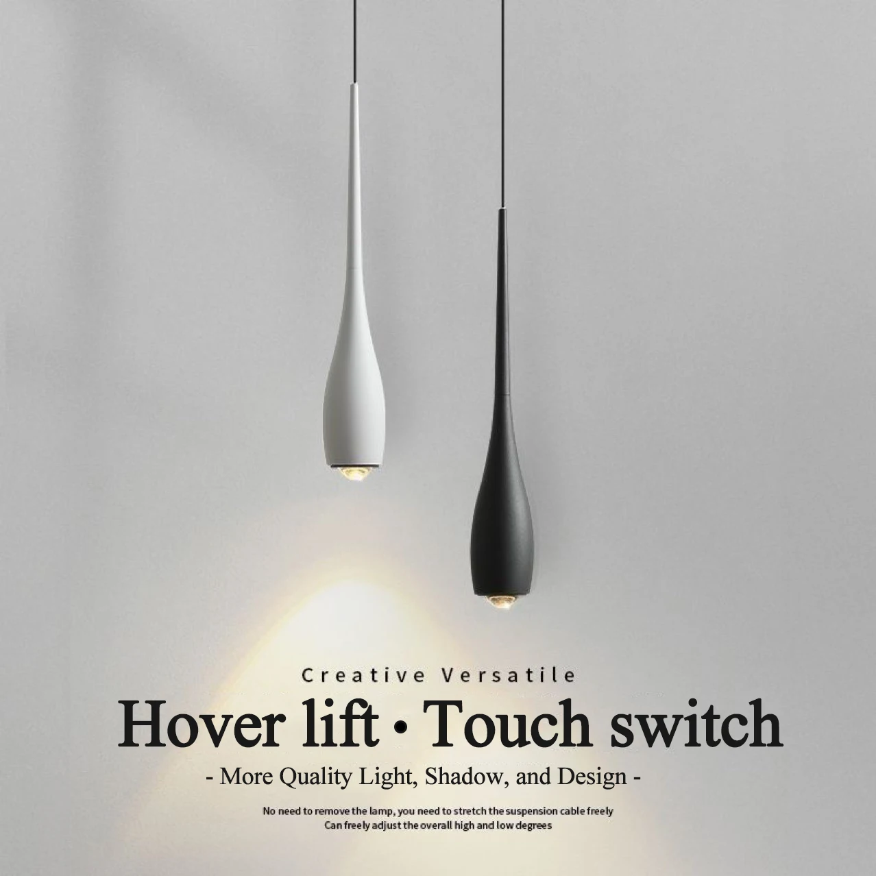 Modern Pendant Lights 6W Touch Switch Adjustable Height LED Chandelier Indoor Aluminum Hanging Lamp Bedroom Bedside Cafe Hotel