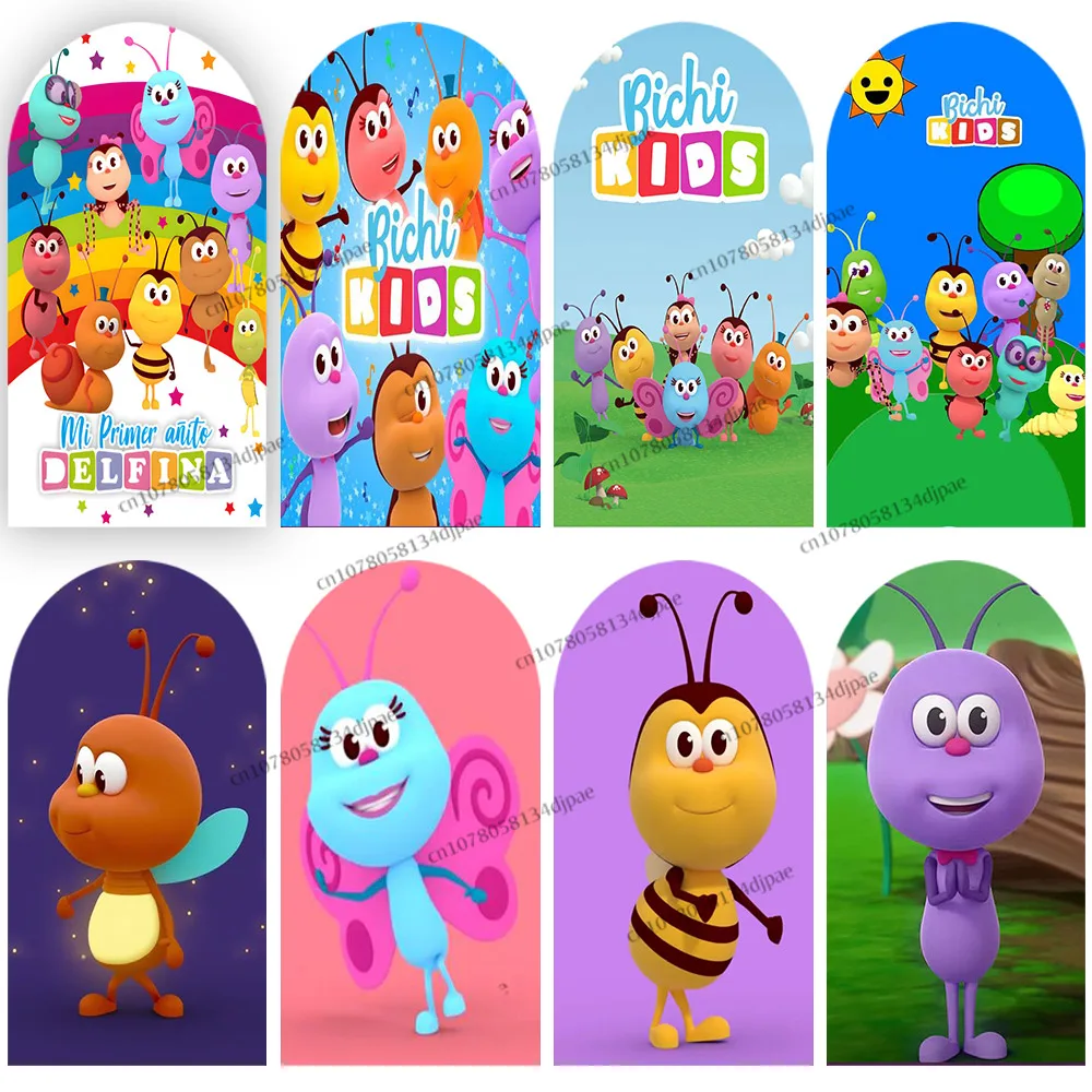 

Бихикид фон для дня рождения, украшение для арки, фон для дня рождения для маленьких детей, баннер для фотостудии с насекомыми, принадлежности