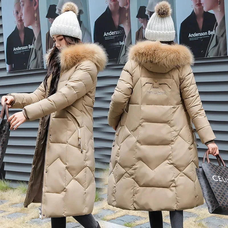 

Winter Jacket 2022 New Women Parka Down Cotton Jackets Long Coat Fur Collar Hooded Parkas Warm Snow Wear Coats Woman Clothes