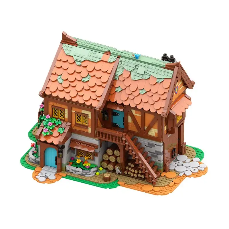 Średniowieczna architektura wioski Warsztat stolarski Widok ulicy wiejskiej Model klocki Puzzle Klocki dla dzieci Zabawki DIY Prezent świąteczny