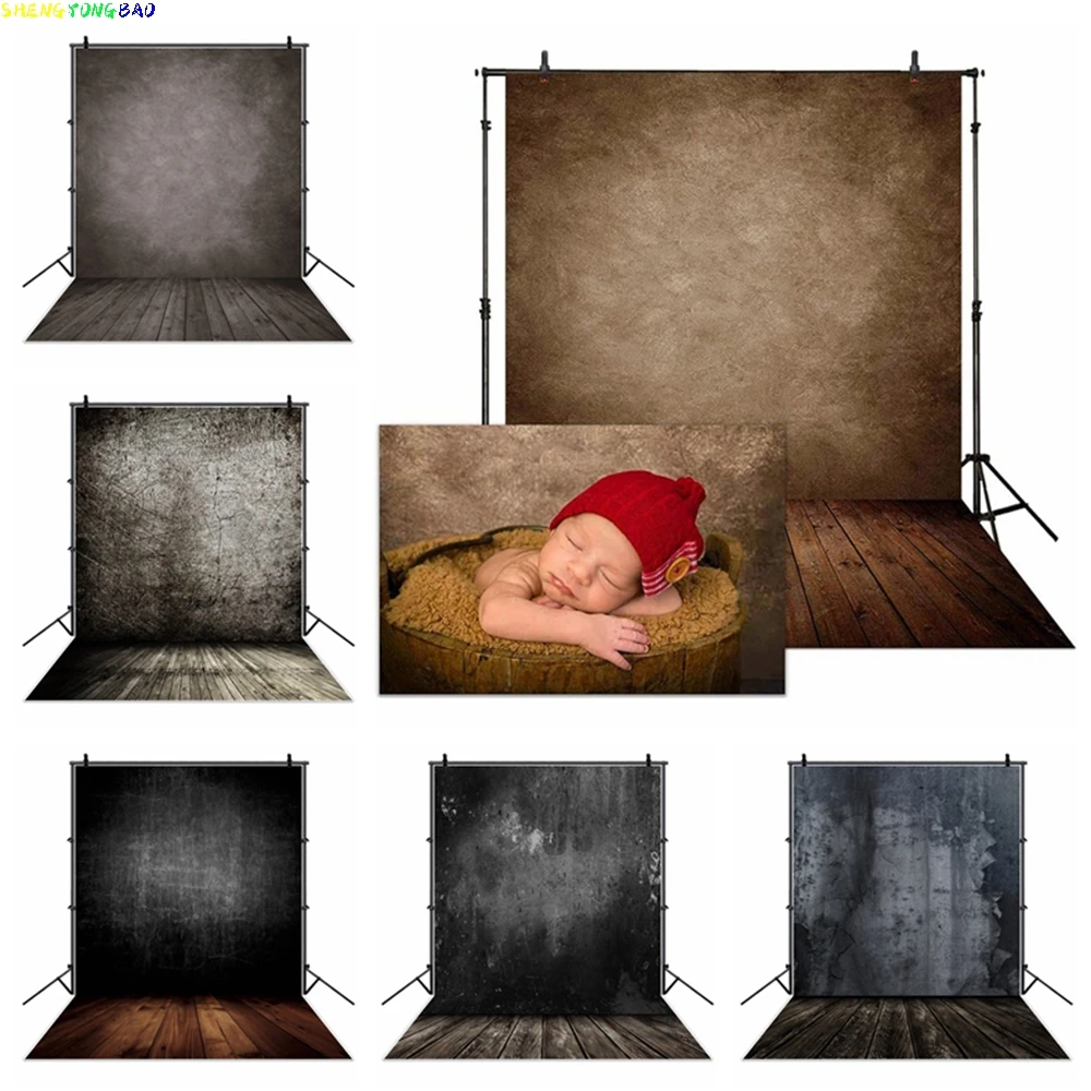 

Gradient Texture Wall with Wooden Floor Photography Backdrop Abstract Newborn Baby Portrait Photo Background Photo Studio Props
