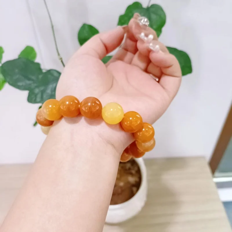 

Natural Sheep Fat White Jade Gemstone Buddha Bead Bracelet