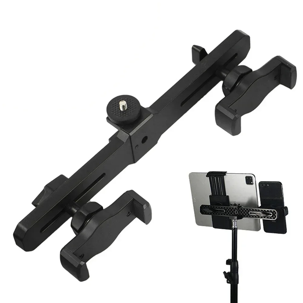 Universal Microphone Stand Double Cell Phone Tablet Holder Tablet Clamp 1/4in Adapter Multi-purpose Live Broadcast Bracket - Image 6
