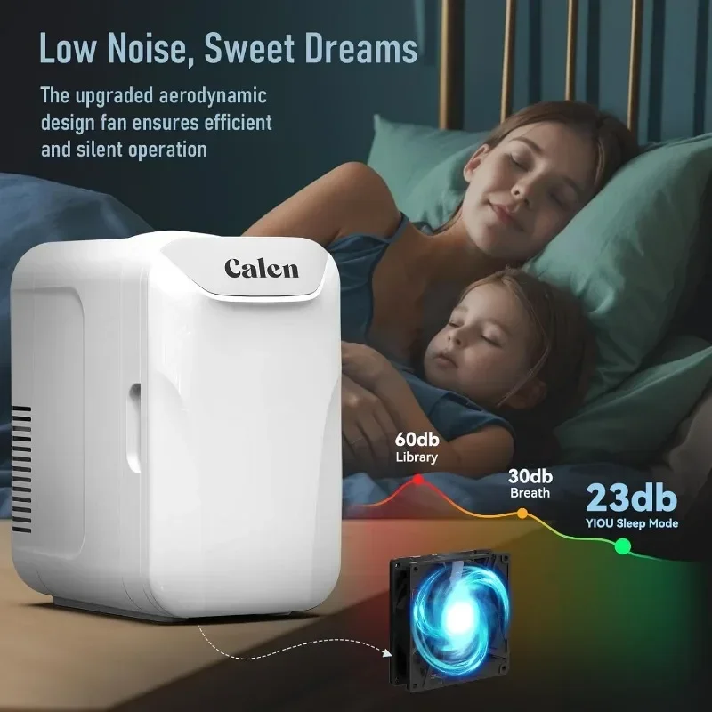 CALEN Mini Fridge with 2 Bottles Mini Fridge for Bedroom Skincare Fridge Refrigerator for Food Beverages Cosmetics