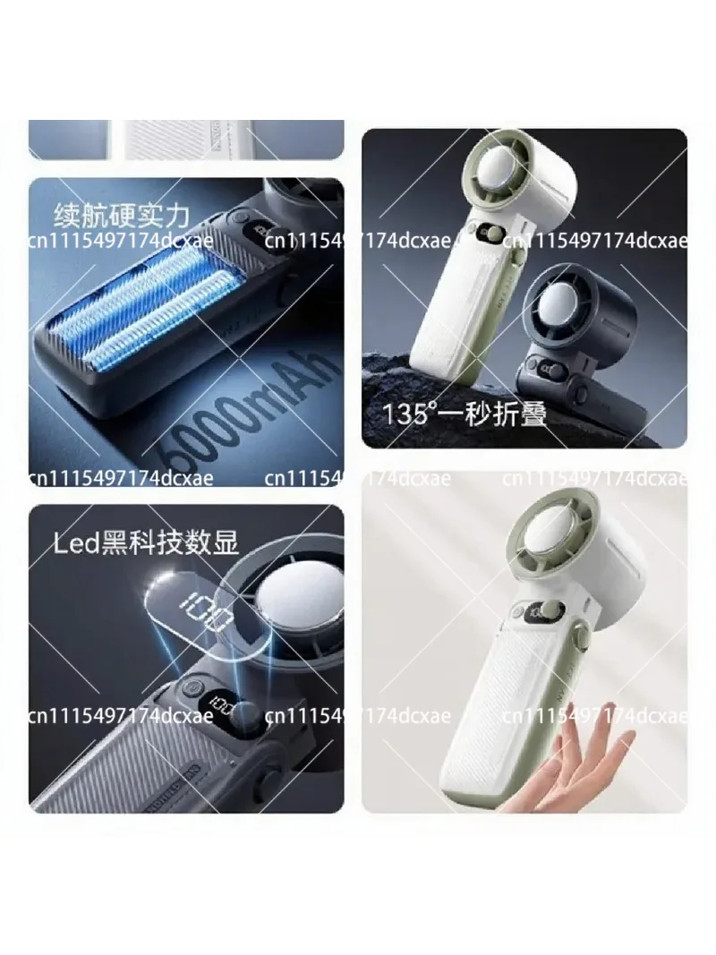 Portable Mini Folding Fan with Ice Cooling, Long Battery Life, Rechargeable Personal Air Cooler for Students and Travel