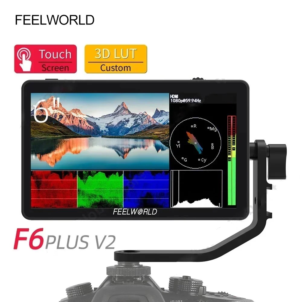 

FEELWORLD F6 PLUS V2 6 Inch Camera DSLR Field Monitor 3D LUT Touch Screen IPS FHD 1920x1080 Video Focus Assist Support 4K HDMI