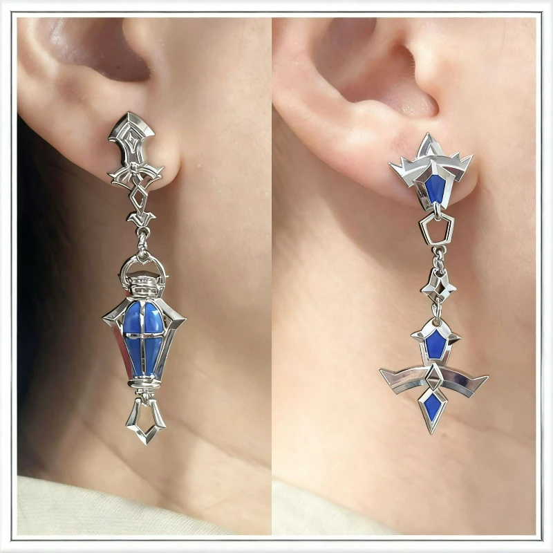 Genshin Impact Flins Lantern Nod-Krai Cosplay Coser Earrings For Women Feather Dangle Earrings Fashion Ear Party Jewelry Gift