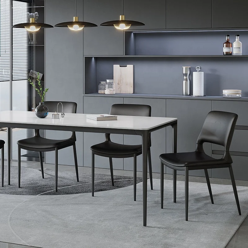 

*/ Modern Microfiber Leather Dining Chair High Quality Home Furniture With Metal Legs & Backrest New Arrival