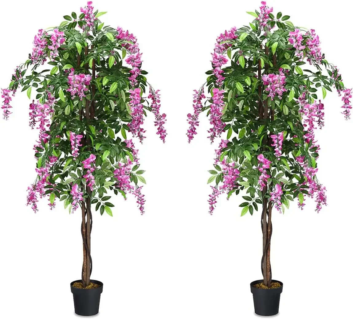 2 Pack 6ft Ficus Artificial Fake Trees for Indoor or Outdoor