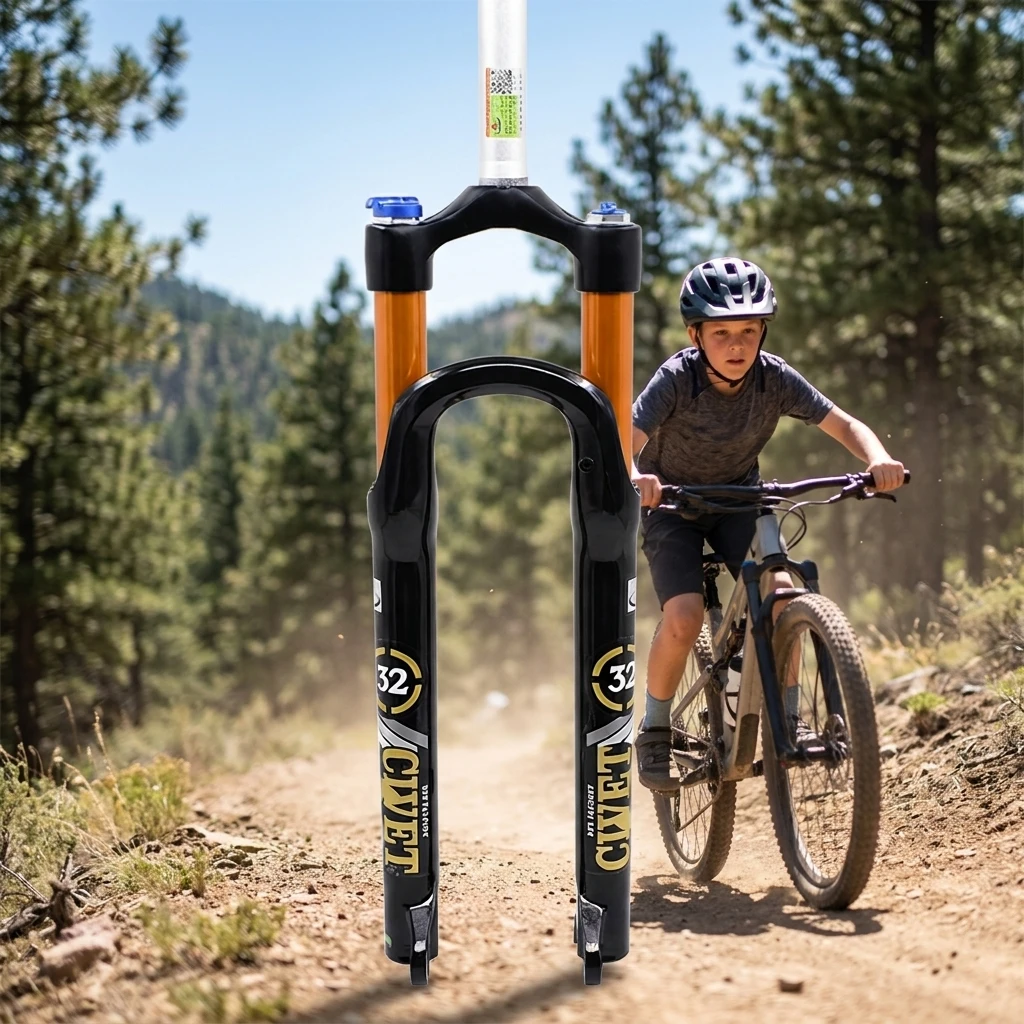 

Teenage climbing bicycle front fork air Fork Bicycle Suspension Fork Mtb Oil Damping for Mountain Bike 24inch