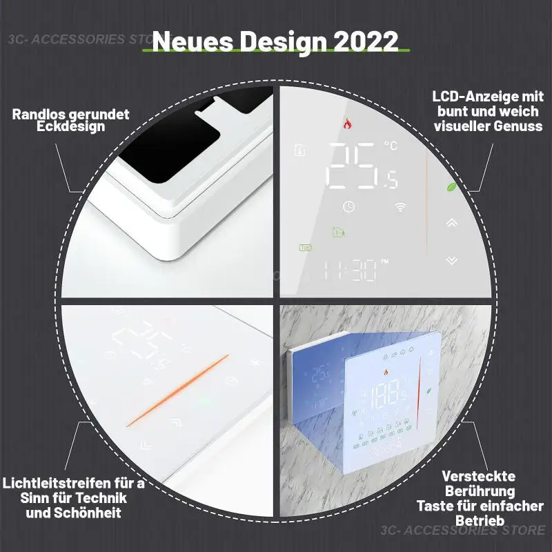 Thermostat intelligent sans fil, contrôleur de température, eau électrique, chauffage au sol, bomicrophone à gaz, télécommande d\'application, Smar