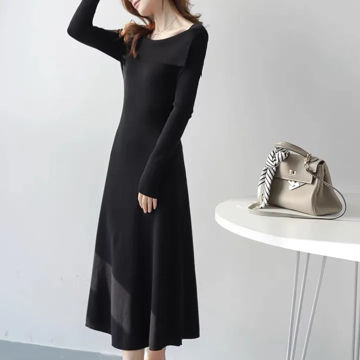 Vestidos femininos vestido mangas primavera jacquard houndstooth frisado cinto gradiente slash-neck artístico voando em camadas assimétrico