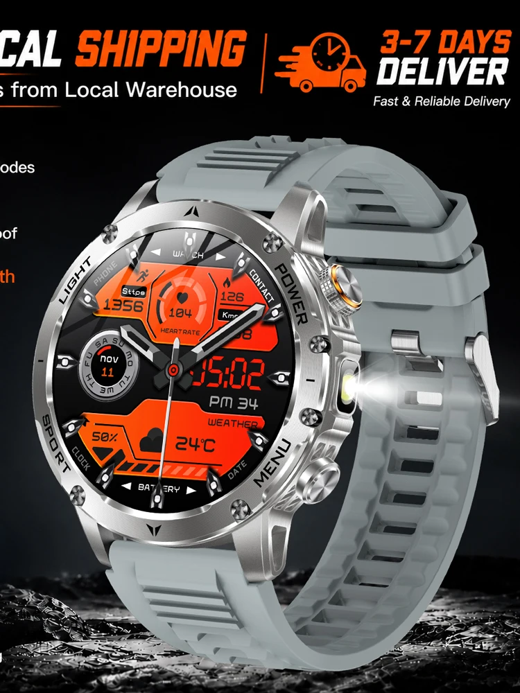 2026 Neue Smartwatch für Herren 1,7 Zoll AMOLED Bluetooth-Anruf Outdoor-Sportuhr IP68 Wasserdicht 100+ Sportmodi Große Batterie Fitness-Tracker für Android iOS