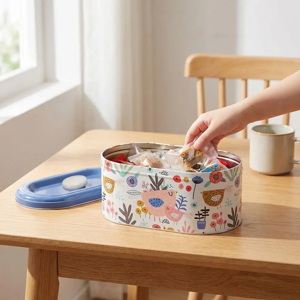 2PCS/SET European Style Tinplate Storage Box Dust-proof Cute Candy Cookie Box with Lid Large Capacity Gift Boxes for Home