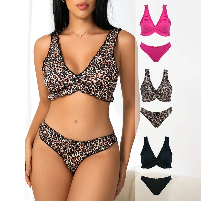 

3 шт., бесшовные сексуальные леопардовые бюстгальтеры, комплект для женщин, бюстгальтеры пуш-ап, трусы с высокой эластичной резинкой на талии, женское дышащее мягкое нижнее белье, S-XL