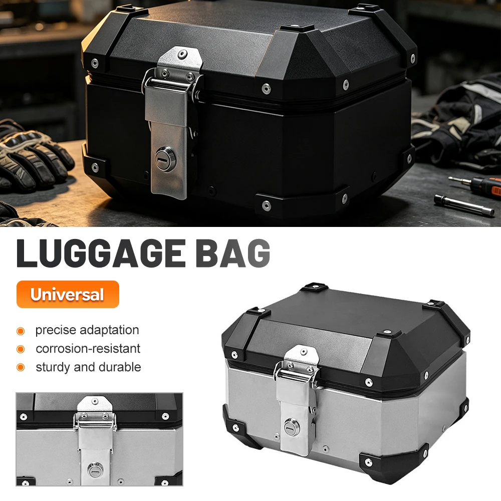 Universal Three‑Sided X‑Pattern Aluminum Tail Box for Motorcycle Scooter Electric Bike Rear Storage Trunk