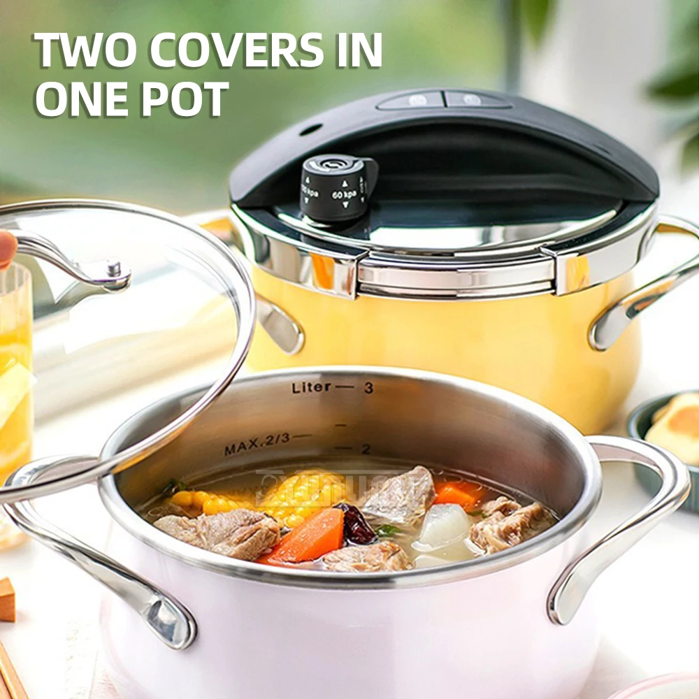 Upgrade 3L Pressure Cooker 304 Stainless Steel Thickened Pressure Cooker Kitchen Cookware