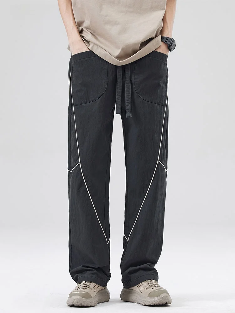 

UKTK American Street Retro Patchwork Functional Paratrooper Pants Loose Straight Casual Pants Large Size Wide Leg Pants