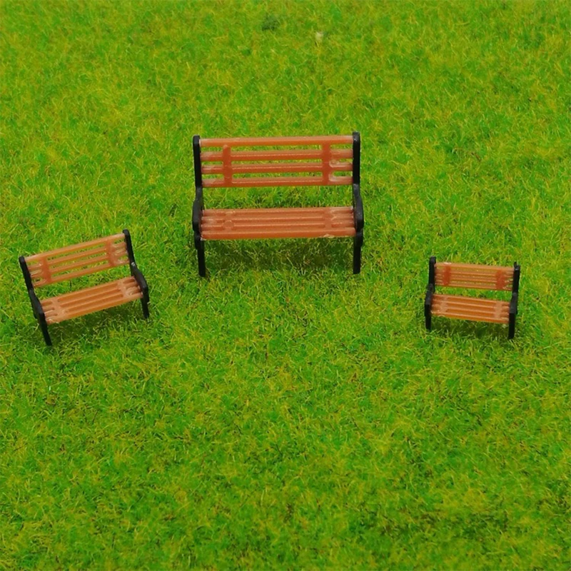 HO Scale 1:87 Miniature Park Bench Model Miniature Village Garden Chair Simulated Street Architecture Landscape Layout Accessory
