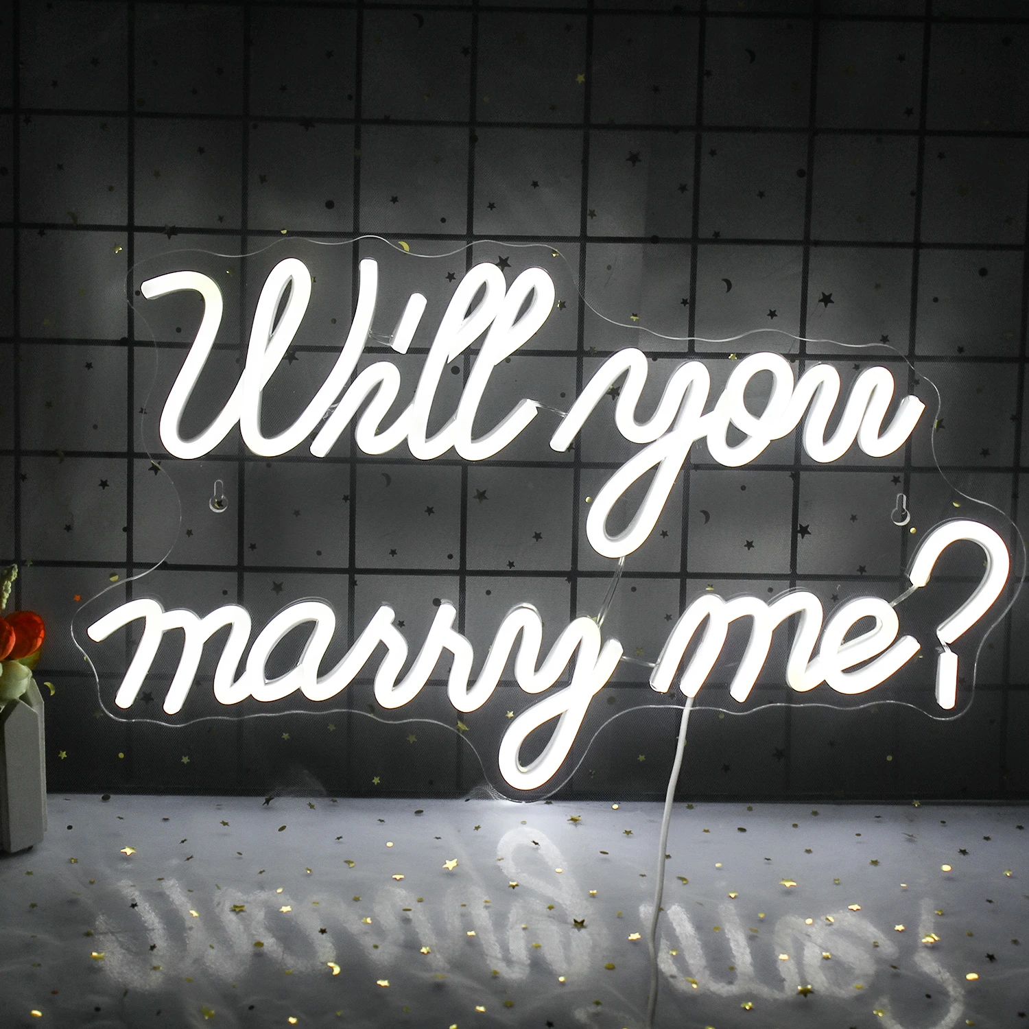 

Will You Marry Me Neon Signs Letter LED Lights Romantic Wedding Mariage Boda Party Decoration Proposal Room Decor Wall Art Lamp