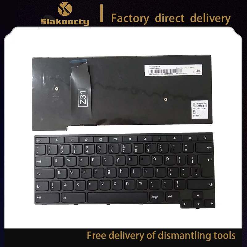 Para lenovo chromebook yoga 11e teclado 01av790. Qwerty ui layout (32a/12)