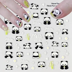 5D Lovely Panda Animal Nail Stickers Bunny Korean Cartoon Relief Self Adhesive Nail Art Stickers Cute Pretty Smile Star Manicure