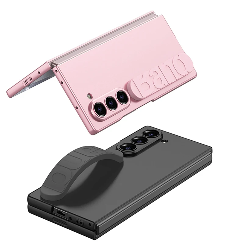 For Samsung Galaxy Z Fold 6 Case Portable Silicone Wristband Wrist Strap Anti-Fingerprint Cover With Tempered Glass for Z Fold6