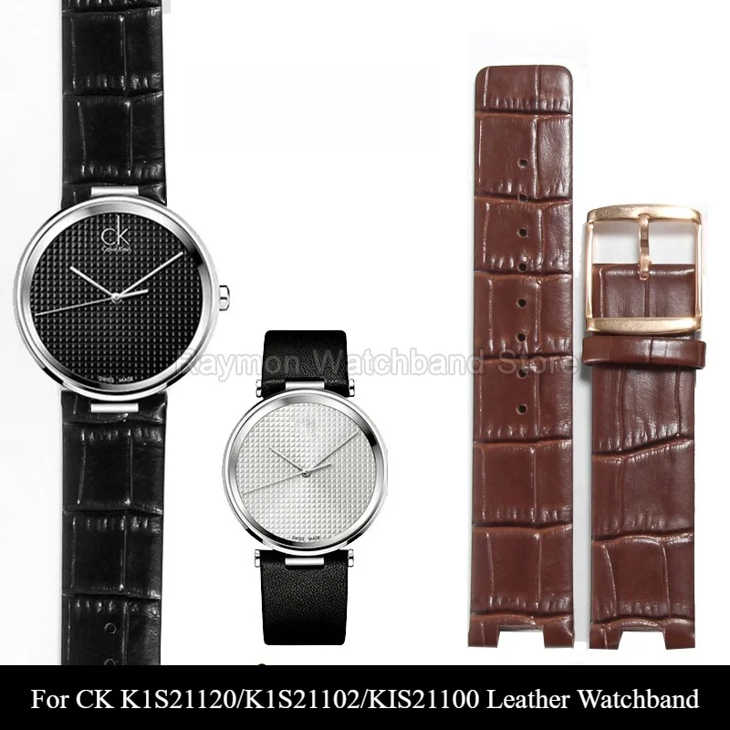 Premium Cowhide Watch Strap for CK K1S21120/K1S21102/KIS21100 Lightweight Flexible Fade Resistant Hand Finished Neat Stitching